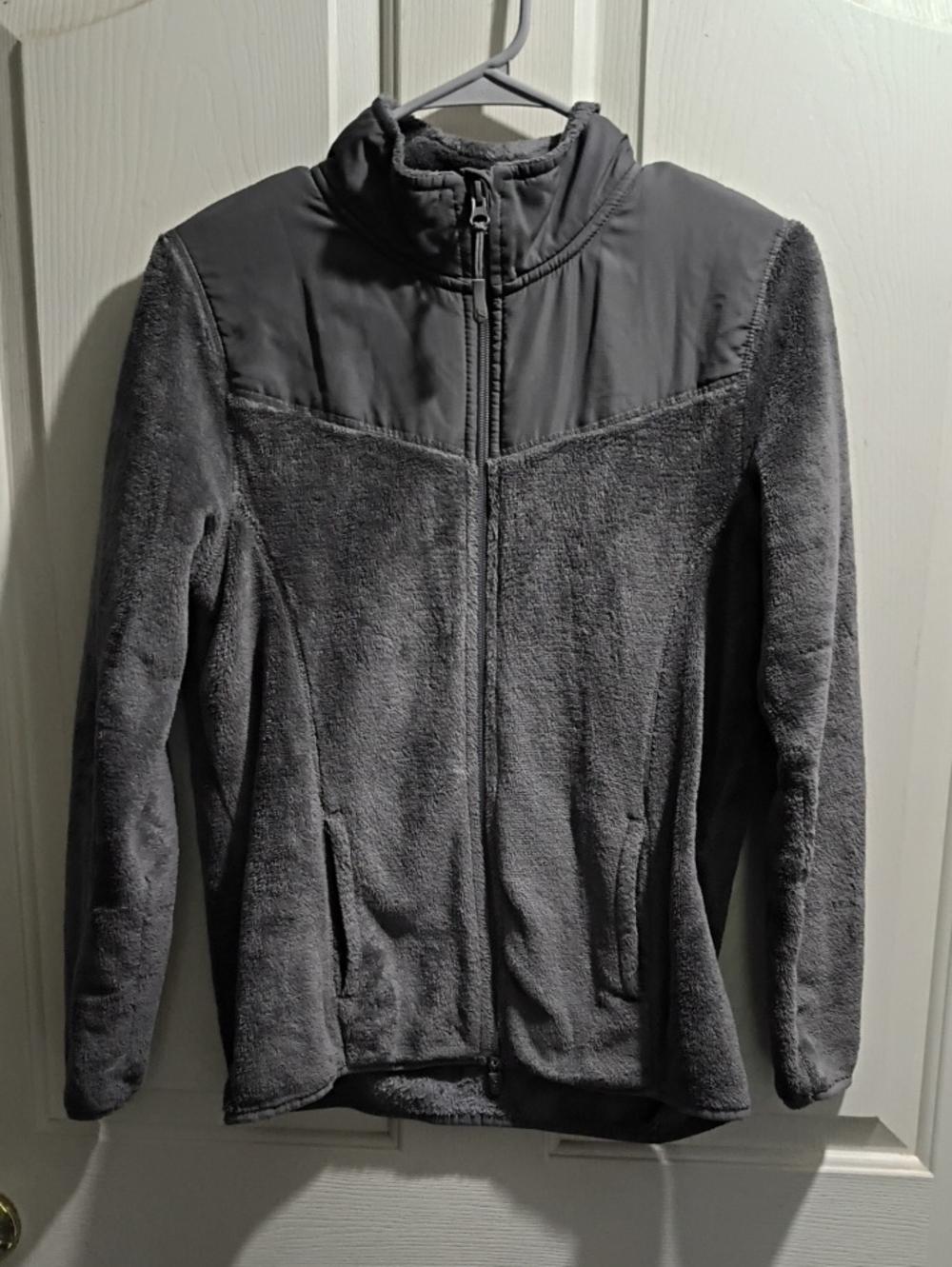 Danskin Gray Plush Full-Zip Teddy Jacket